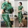 Green Chinese Cheongsam Wedding Satin Dress