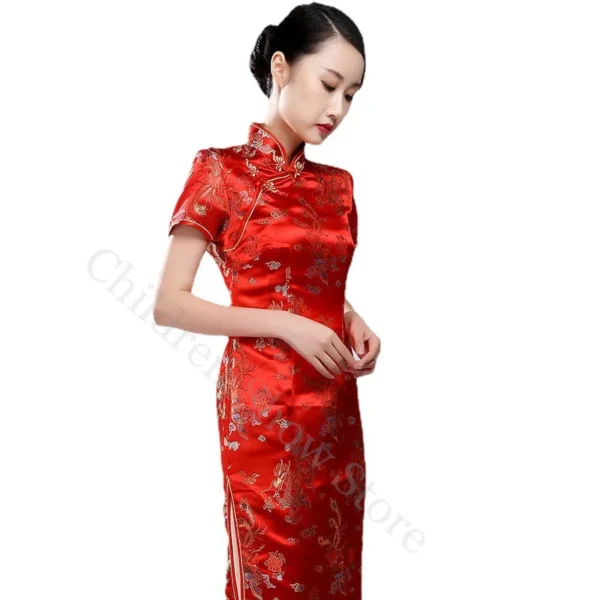 Red Dragon Phoenix Chinese Cheongsam Dress