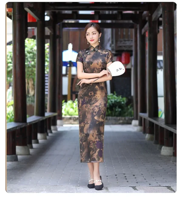 Long Cheongsam Vintage Silk Qipao Dress