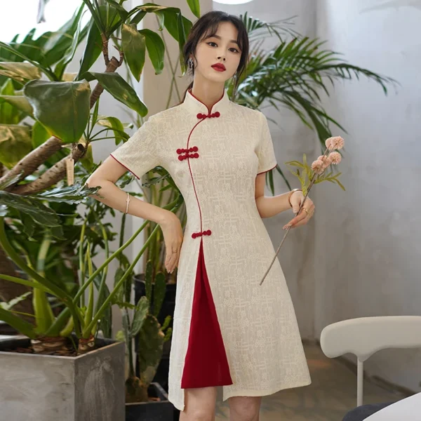 Vintage Chinese Cheongsam Stand Collar Dress