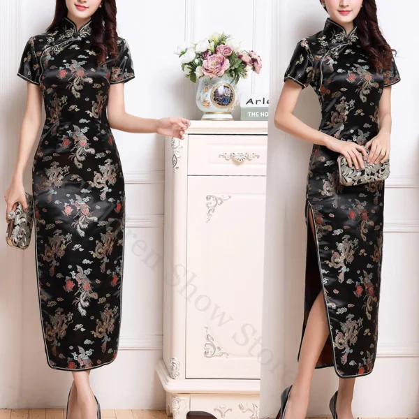Red Dragon Phoenix Chinese Cheongsam Dress