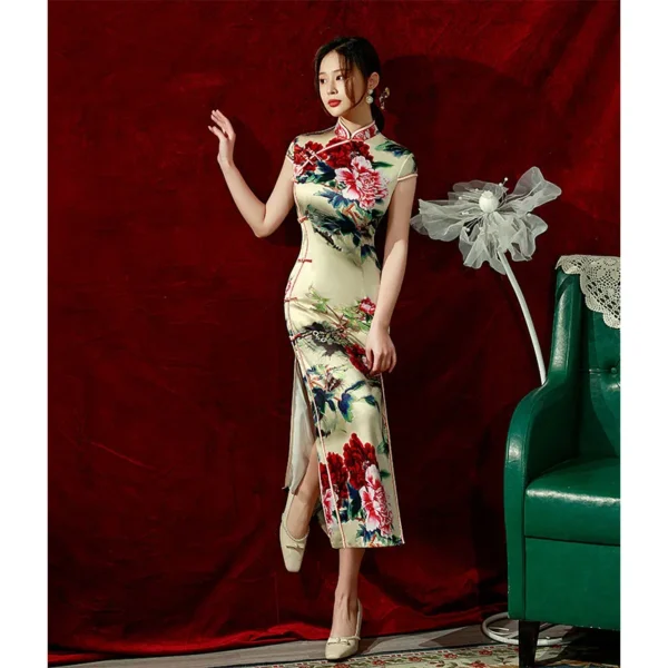 Chinese Silk Cheongsam Evening Dress Women