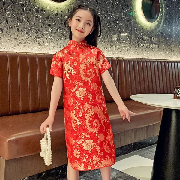 Girls Chinese Cheongsam Dress Summer Princess