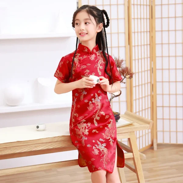 Girls Chinese Cheongsam Dress Summer Princess