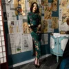 Old Shanghai Green Slim Cheongsam Dress