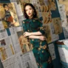 Old Shanghai Green Slim Cheongsam Dress