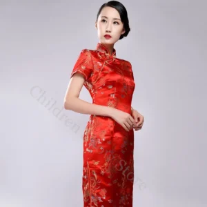 Red Dragon Phoenix Chinese Cheongsam Dress