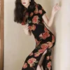 Summer Chinese Qipao High Slit Vintage Dress