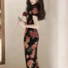 Summer Chinese Qipao High Slit Vintage Dress