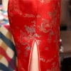 Red Dragon Phoenix Chinese Cheongsam Dress