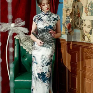 Chinese Silk Cheongsam Evening Dress Women