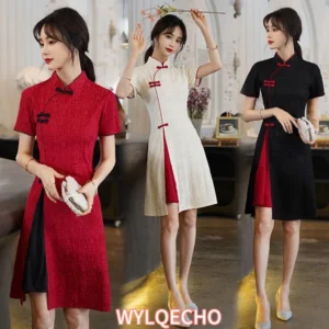 Vintage Chinese Cheongsam Stand Collar Dress