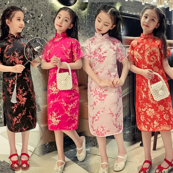 Girls Chinese Cheongsam Dress Summer Princess