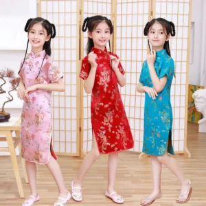 Girls Chinese Cheongsam Dress Summer Princess